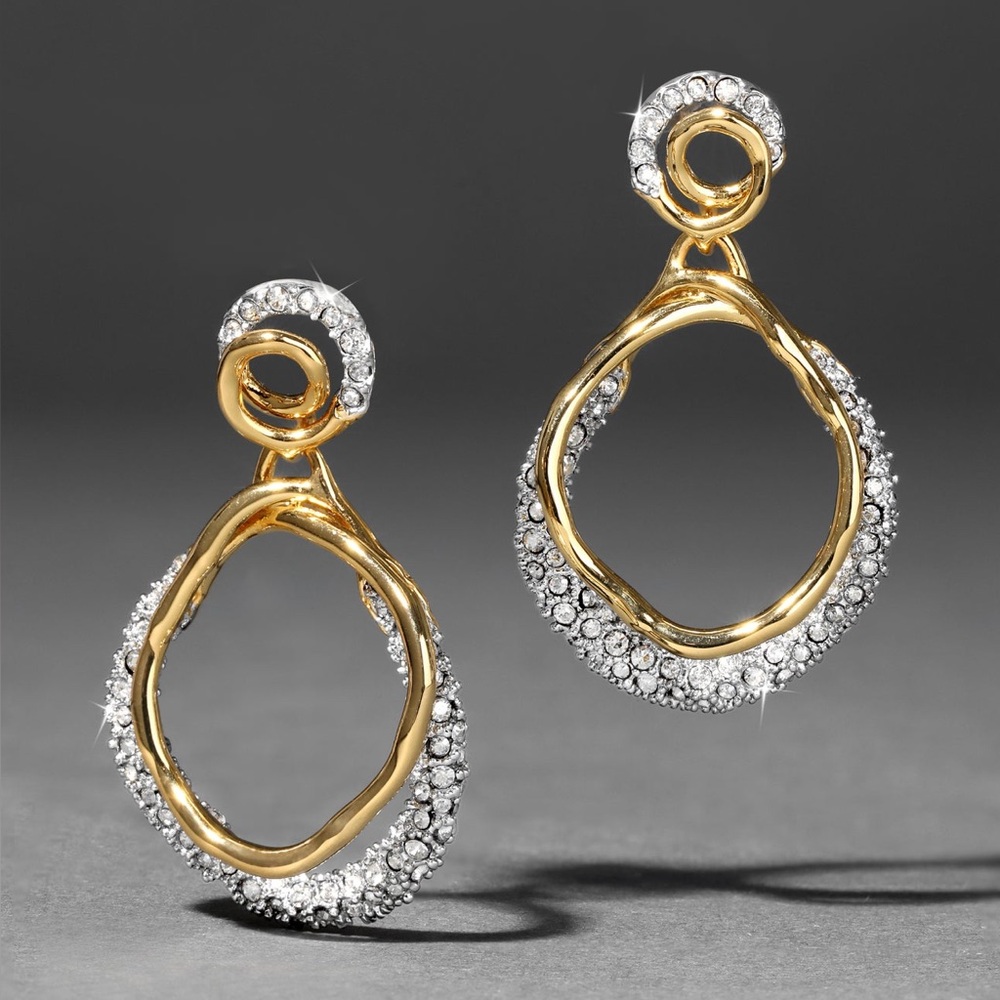 Alexis Bittar Gold and Clear Crystal Drop Earrings